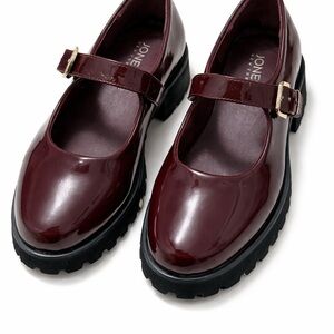 Jones New York Patent Mary Jane Shoes | Women’s Burgundy Chunky Platform Flats